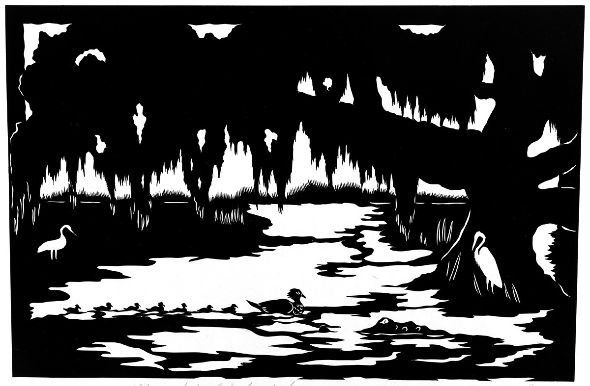 Wood Duck art by silhouette artist Clay Rice