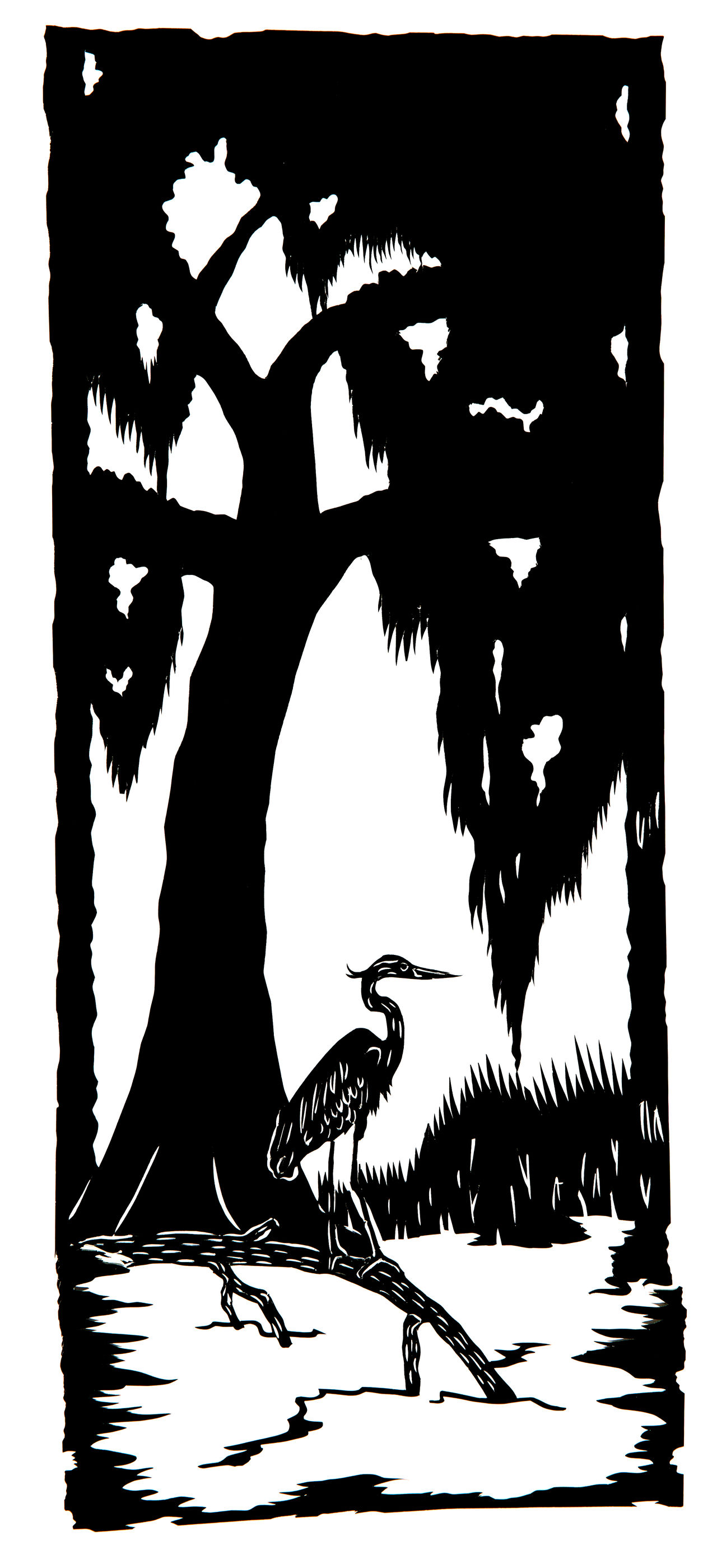 Artwork of a Heron, a common bird found in Charleston, SC
