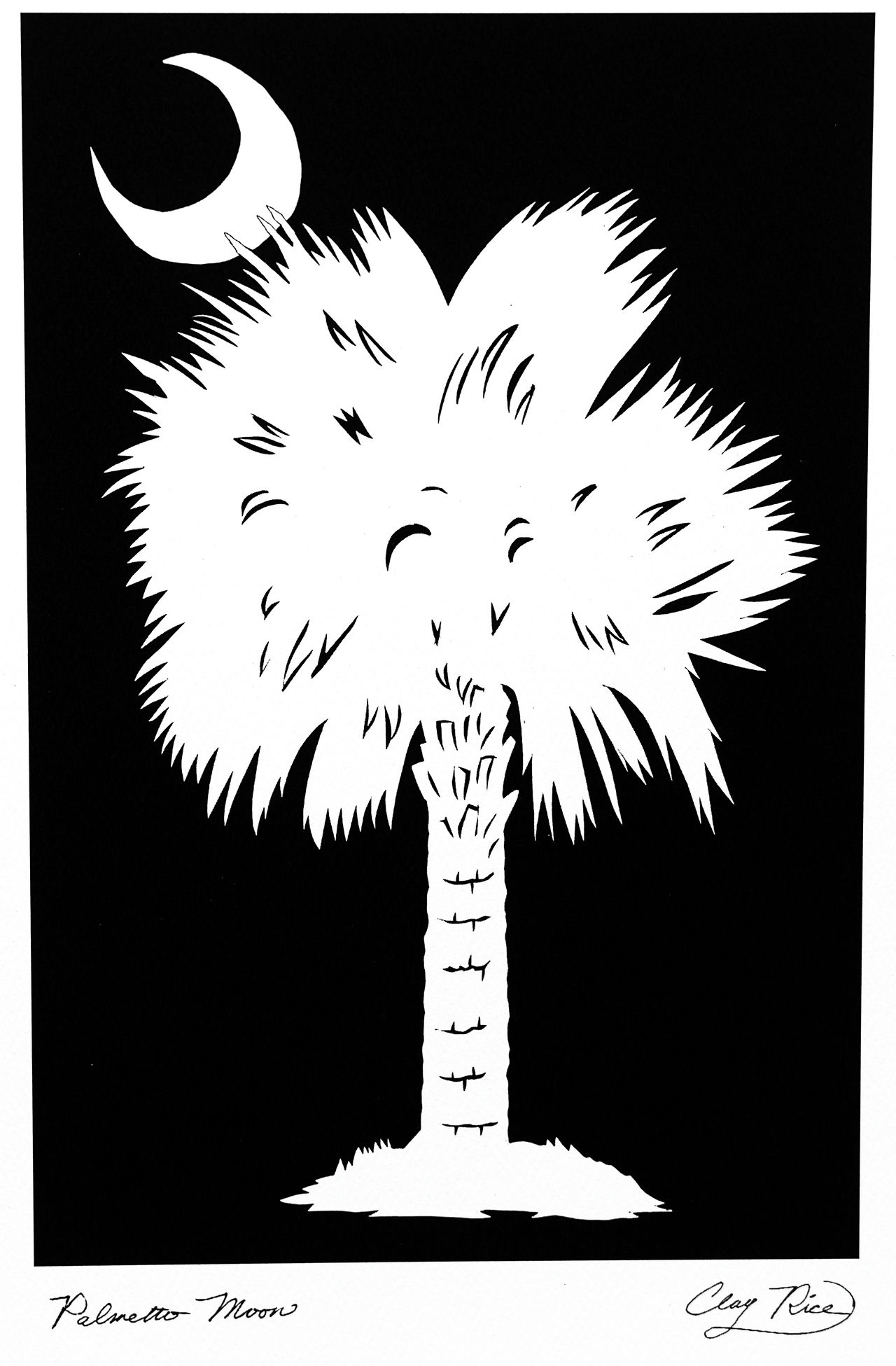 Artwork of a Palmetto tree, a tree in Charleston, SC by Clay Rice