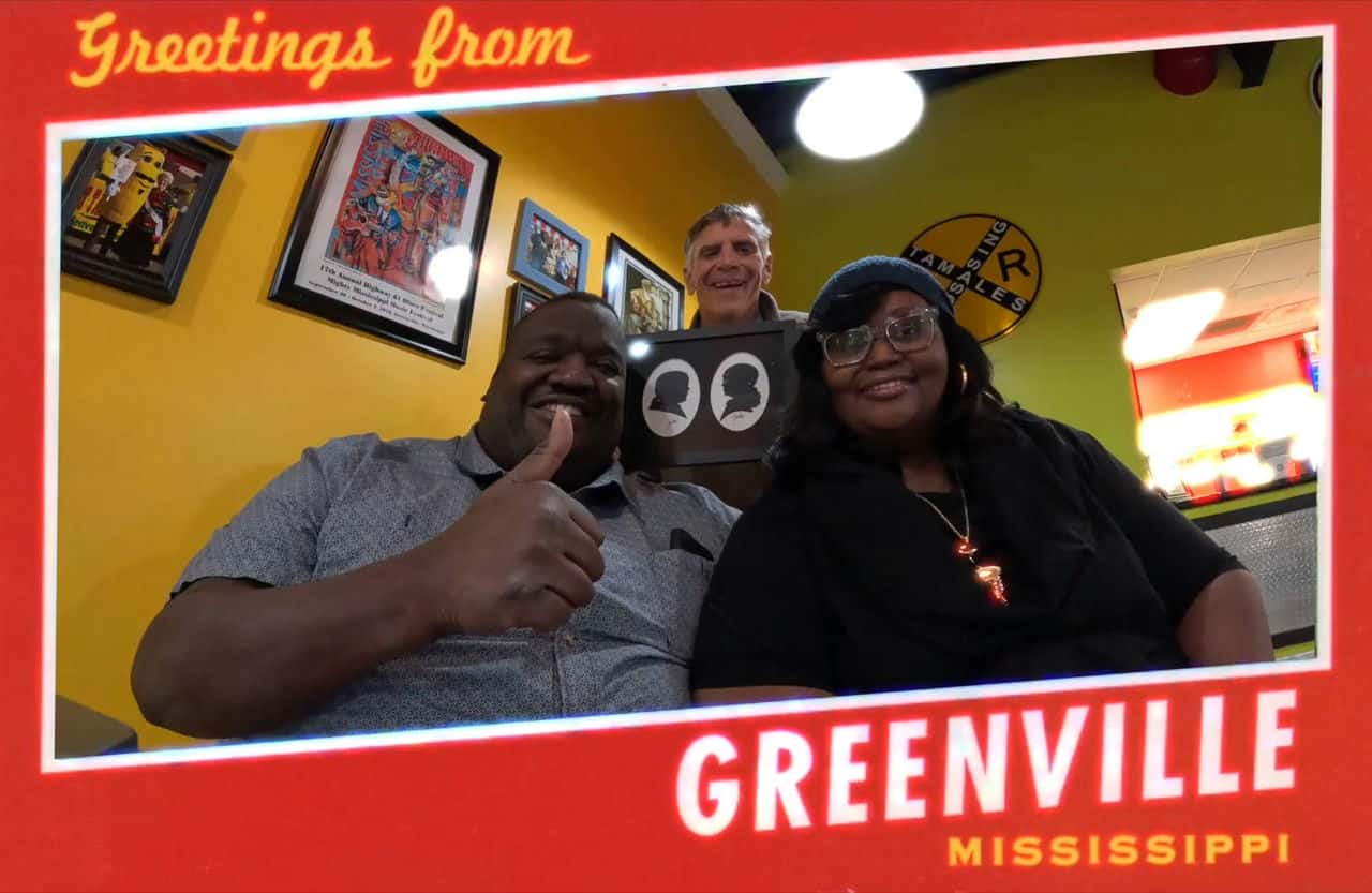 Clay Rice and two clients and their silhouette portrait