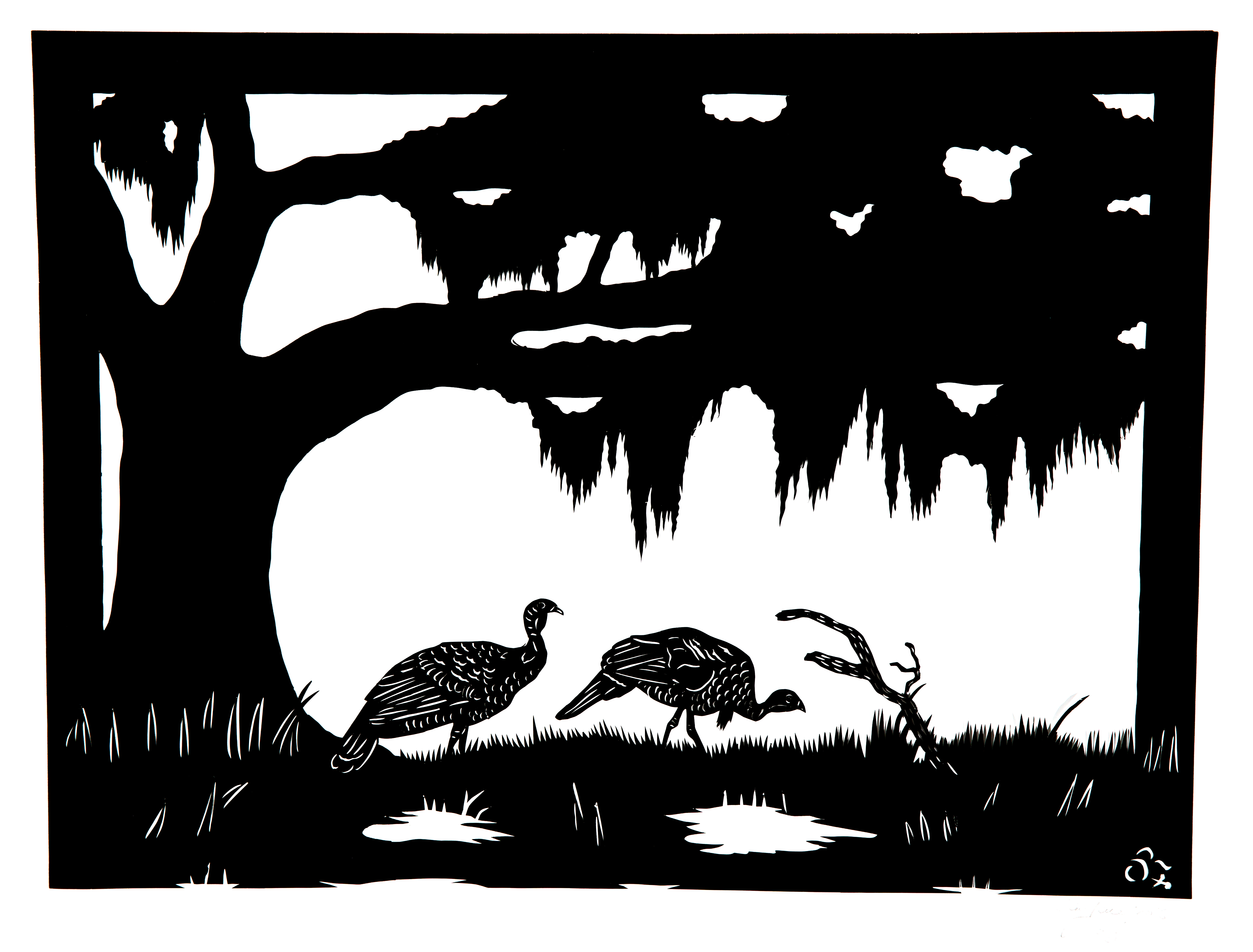 Artwork of two wild turkeys in Charleston, SC by Clay Rice